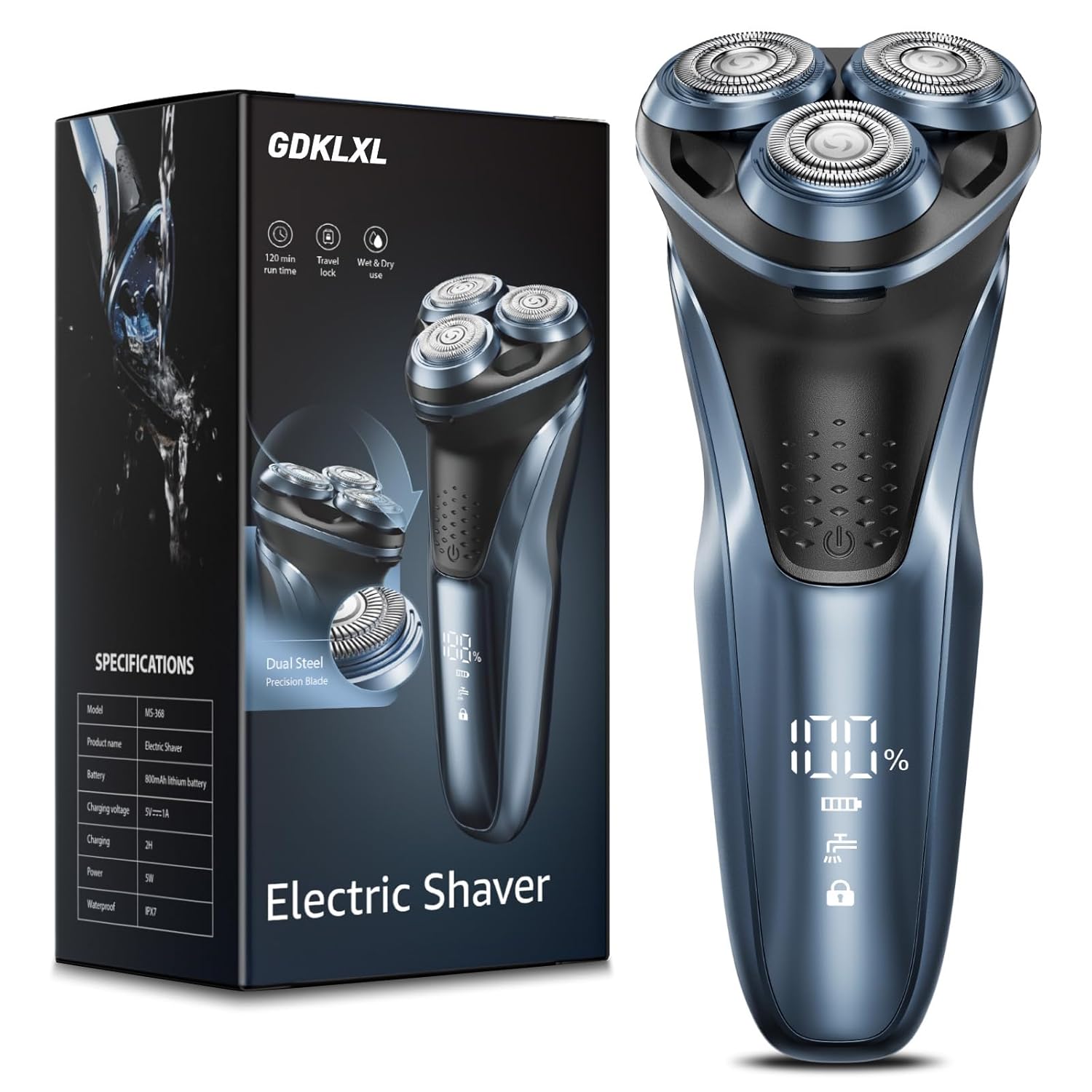 Rechargeable Electric Razor for Men IPX7 Waterproof Shaver - 1 5H Fast Charge 4D Flex Precision Blades with