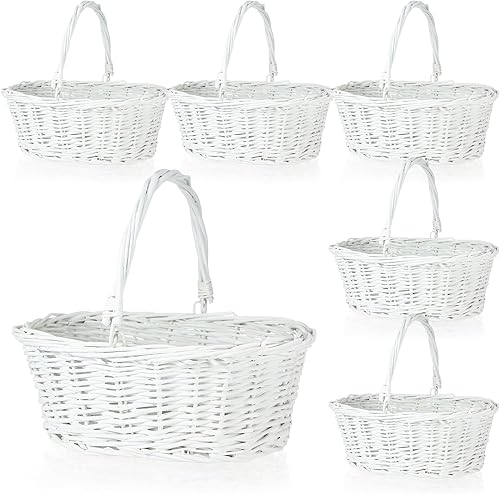 Miniatura 40 de Barydat 6 cestas pequeñas de mimbre para pícnic con asa, cestas ovaladas de sauce trenzado para regalo para boda, baby shower, Navidad, invierno