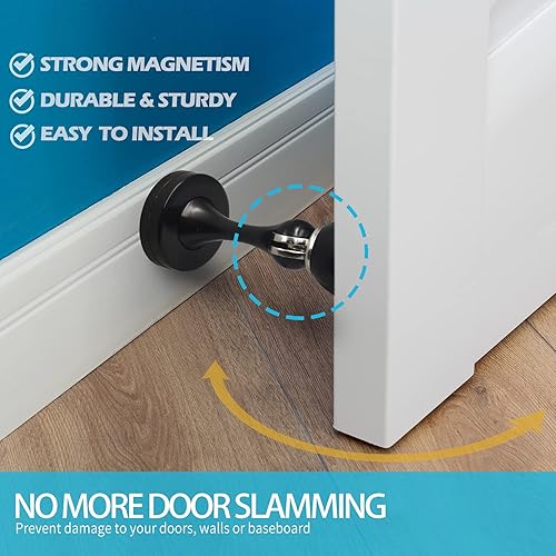 Vista 26 de Neoera Tope magnético de puerta (color níquel cepillado) Tope de puerta fuerte magnético para mantener la puerta abierta, antioxidante, resistente