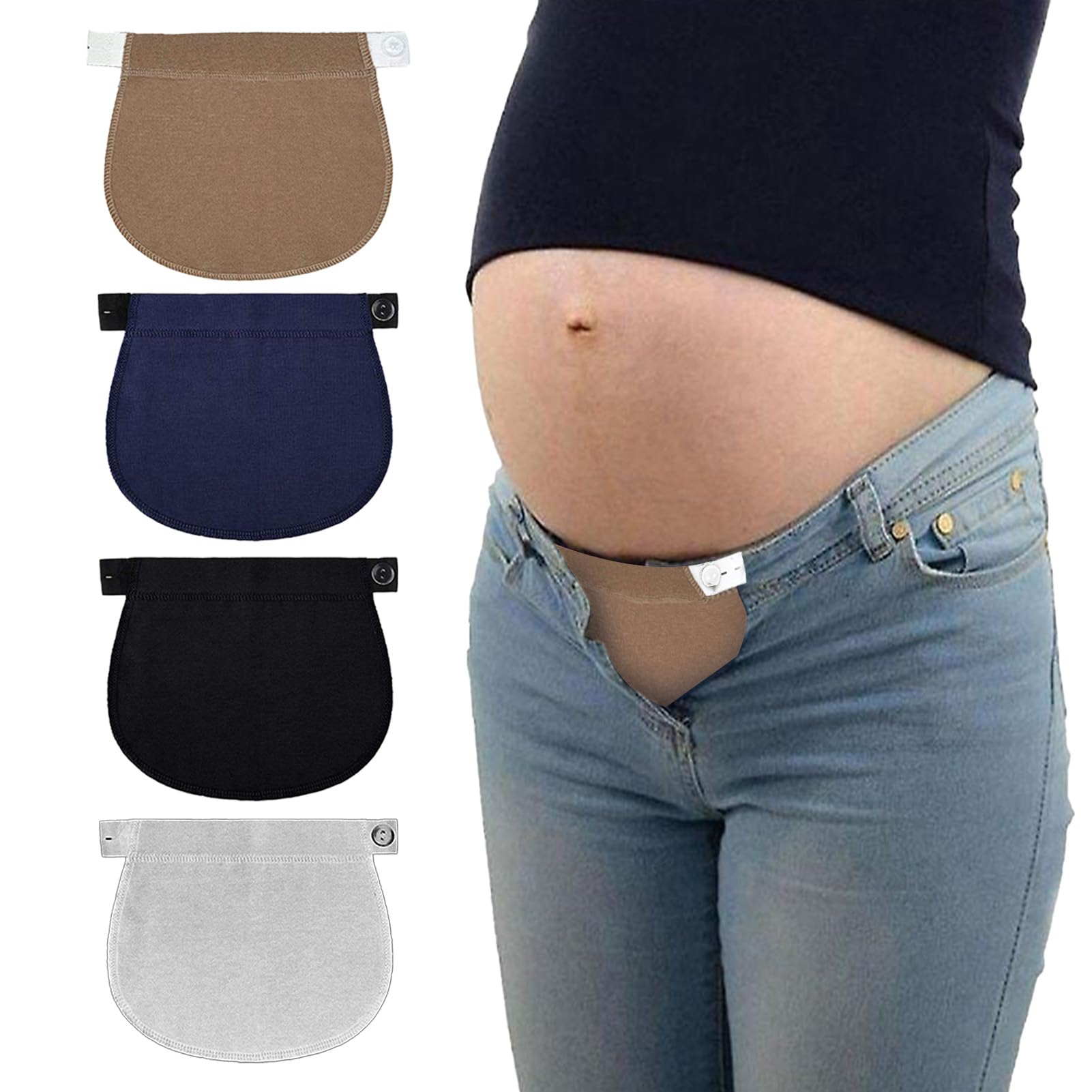 DeilonieMaternity Waist Extender, Maternity Pants Extender, Waistband Extender Adjustable Waist Extenders for Pregnancy, Elastic Button Extender for Trousers Pants, Maternity Jeans Extender for Pregnant Women