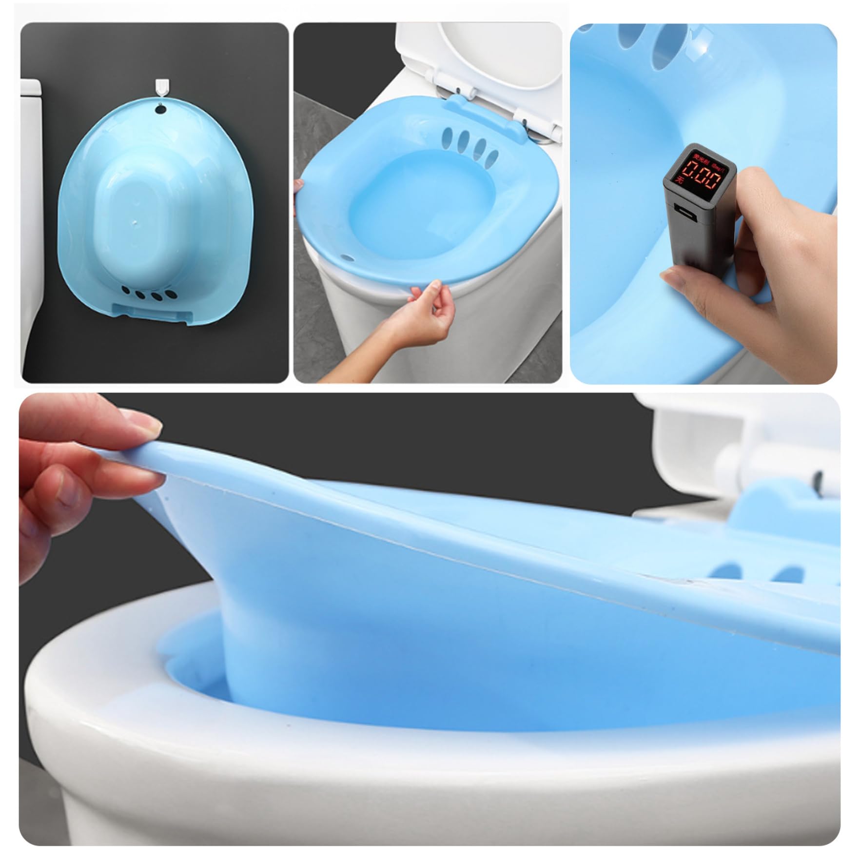 Bath pour les toilettes, siège portable pour les hémorroïdes, salle de bain post-partum, bains de siège, bidet (bleu)