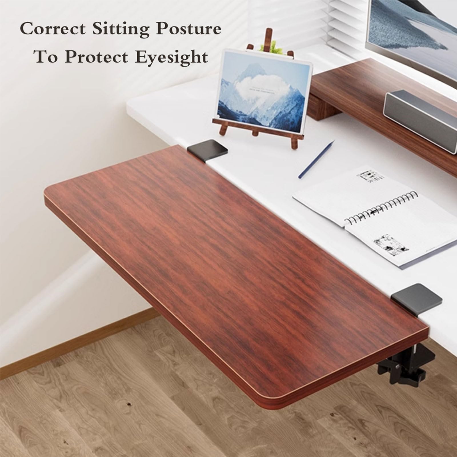 Verstellbare Schreibtischerhöhung, Klemm-Schreibtischregal, platzsparend, Büro-Organizer, faltbarer Monitorständer, ergonomisches Schreibtischzubehör, kein Bohren, perfekt für Zuhause und Büro