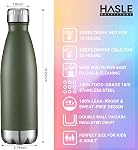 HASLE OUTFITTERS 17oz Stainless Steel Water Bottles, Vacuum Insulated Water Bottles Double Walled Powder Coated Reusable Metal Sports Water Bottles Keep Drinks Hot and Cold, ArmyGreen, 1Pack