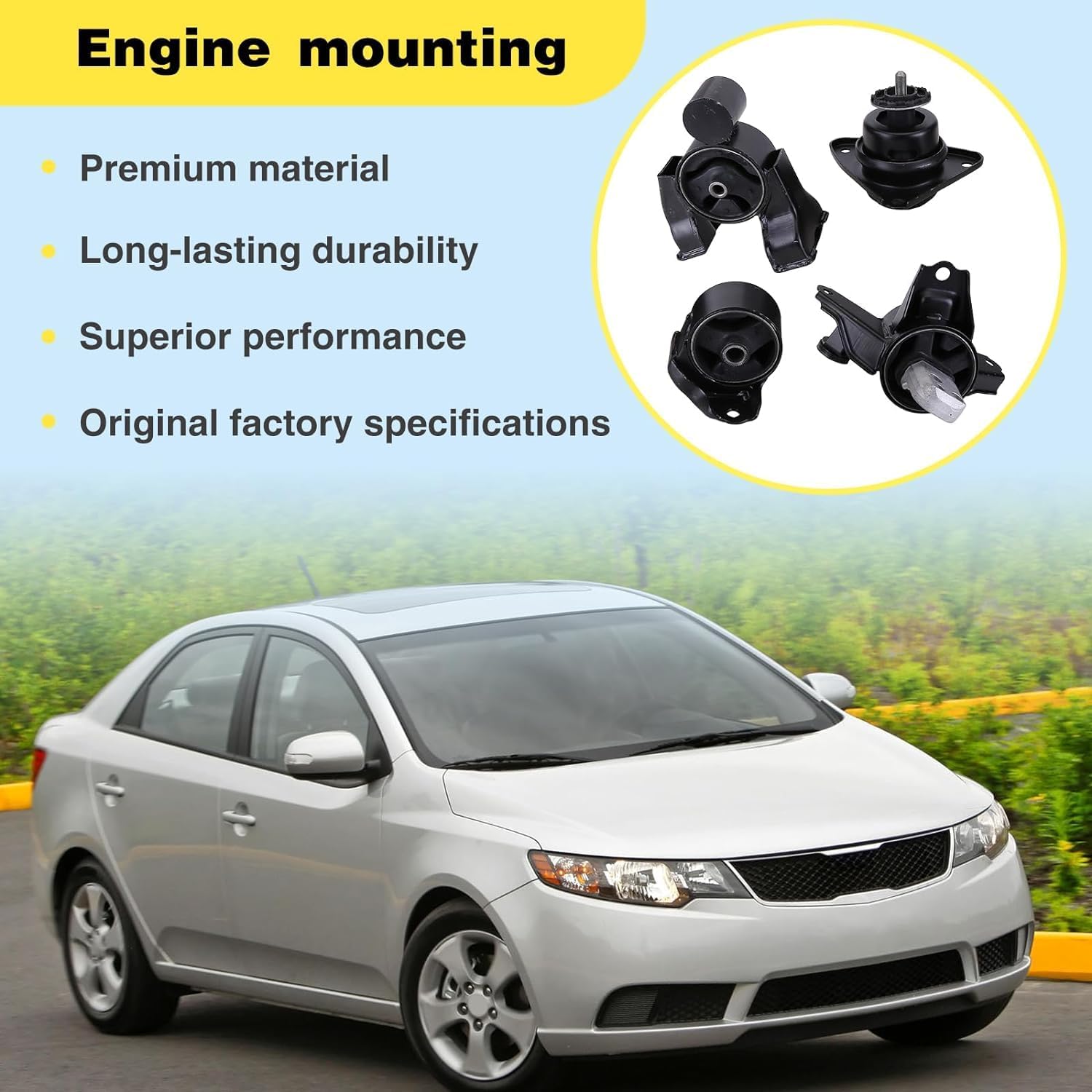 4 PCS Engine Motor Mount and Trans Mount for 2010-2013 Kia Forte 2.0L/2.4L Automatic Transmission Replacement for 9360 9345 9783 9785