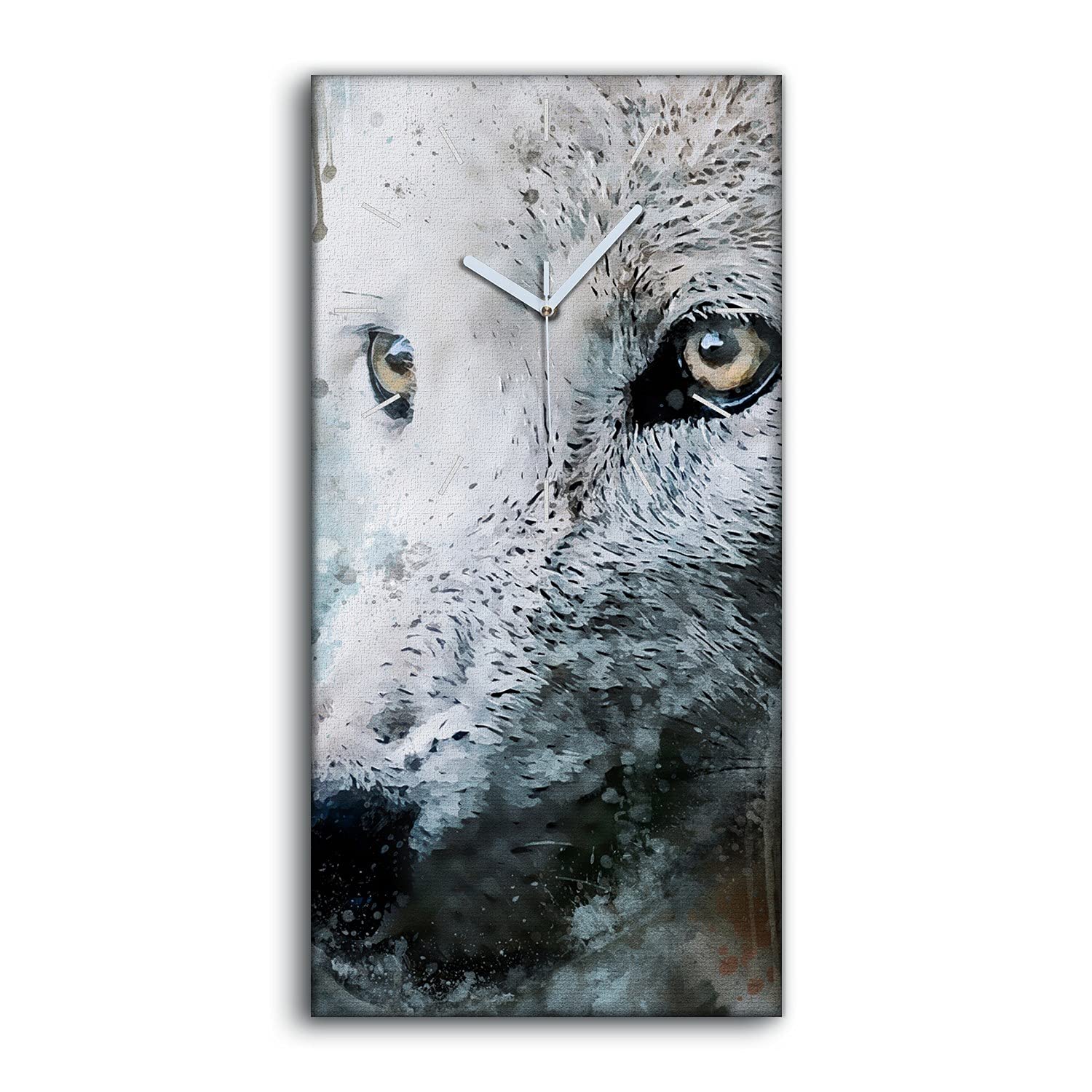 Horloge sur Toile Loup Sauvage Décoration Murale Salon Moderne 30x60cm