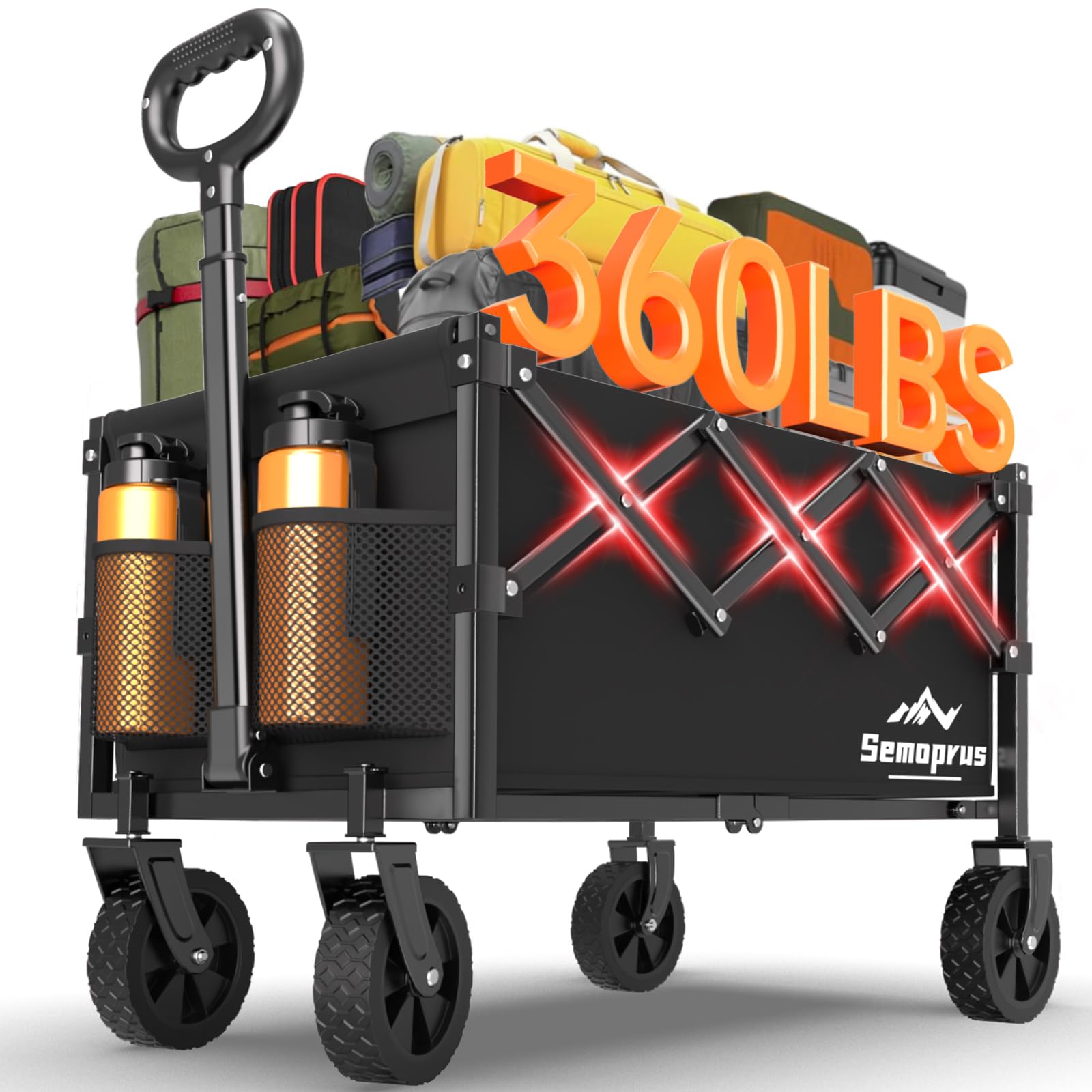 Photo 1 of Wagons Carts Foldable, 360LBS Folding Utility Heavy Duty Wagon Cart with Wheels, 100L Portable Utility Outdoor Wagon for Shopping, Beach, Camping, Sports, Garden