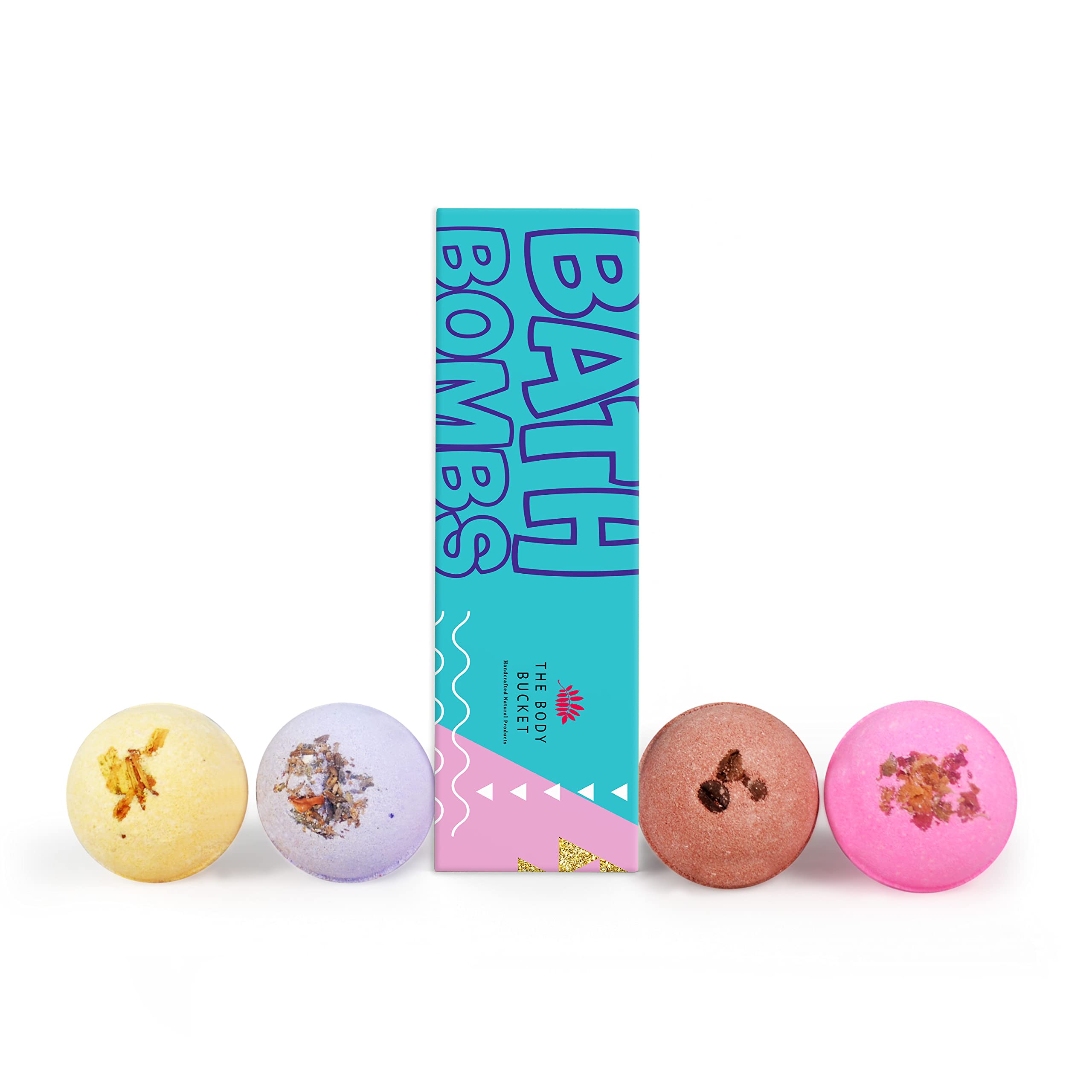 The Body Bucket Bath Bomb With Rose, Jasmine, Coffee And Lavender Fragrance - All Natural Handcrafted Aromatherapy - Perfect Bath Gift For Kids, Men & Women 65 Gm Each (Pack Of 4).