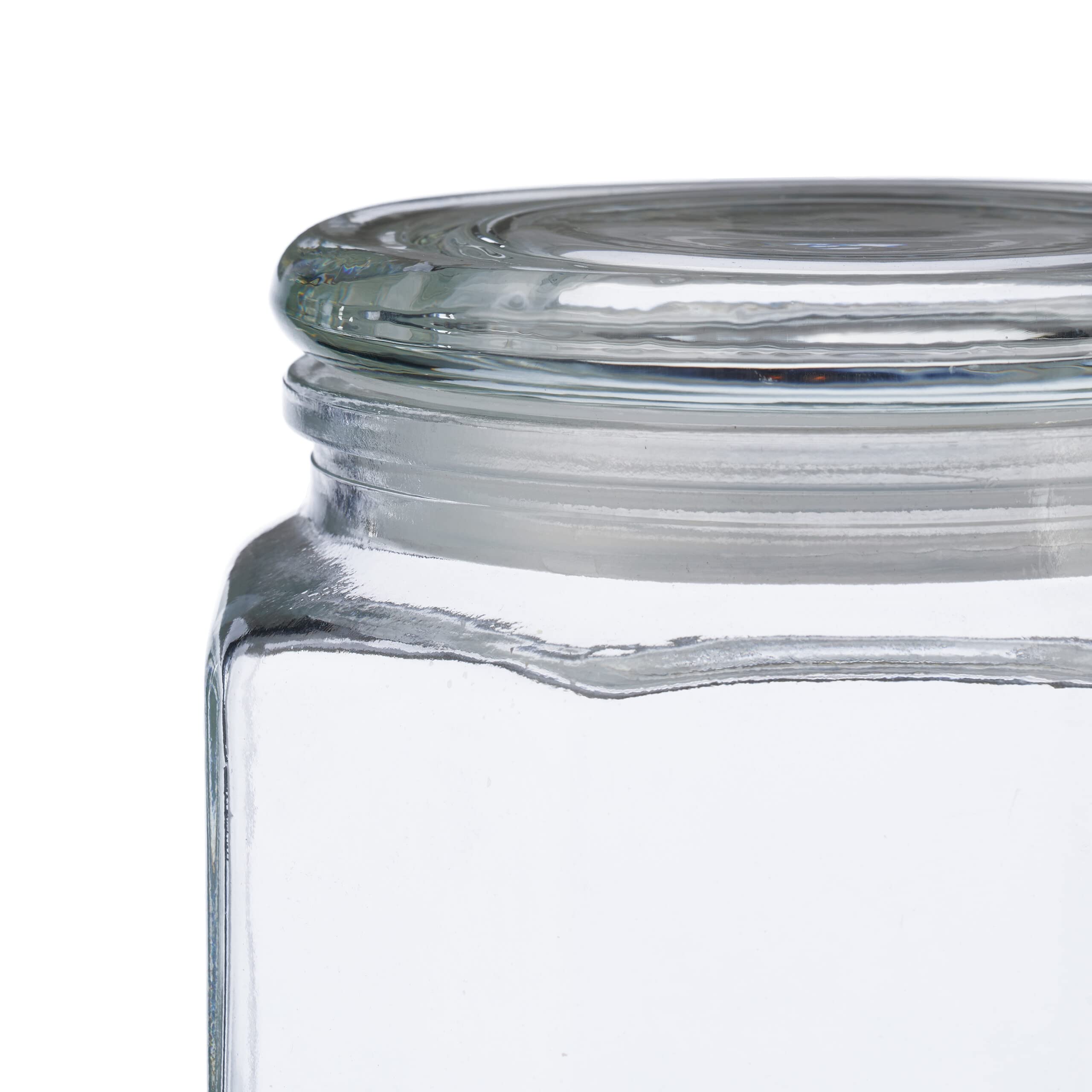 Relaxdays Set da 6 Barattoli per Alimenti, Coperchio in Vetro, Recipienti Ottagonali 1,3 l, Conserve Cucina, Trasparente