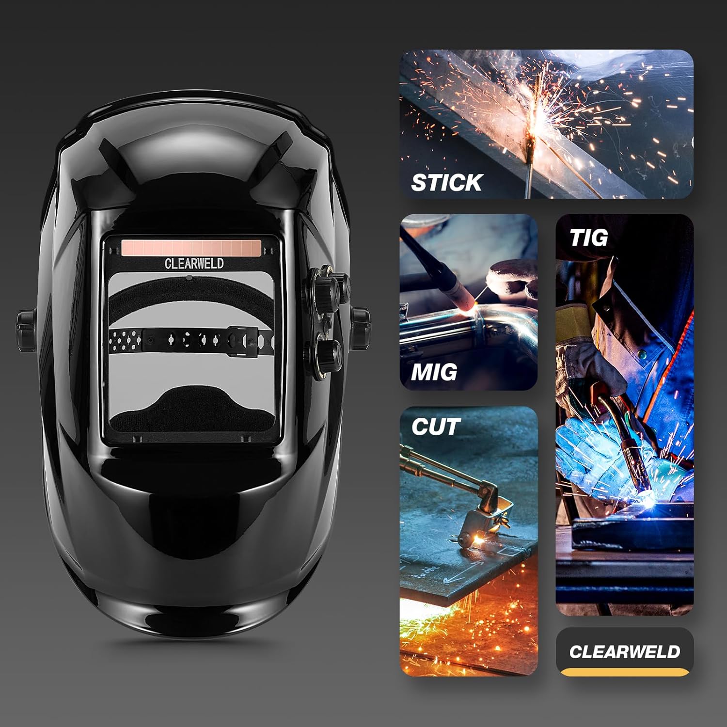 High-Definition Welding Helmet Auto Darkening with a View Like Sunglasses- 180° View 4"X4" Screen with Solar Power, 4 Arc Sensors 3/5-9/9-13 Shade for TIG MIG Grinding, Lightweight & Durable
