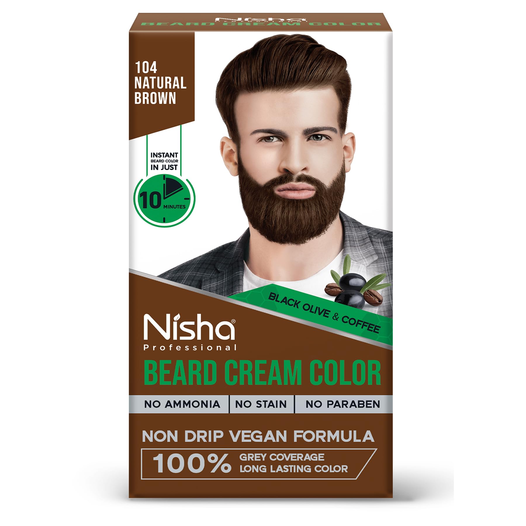 Nisha Beard Colour for Men (40gm) - Natural Brown, No Stain & Quick color in 10 Minute, Complete Grey Coverage, Ammonia Free, Paraben Free (1 Pack)-picture-15
