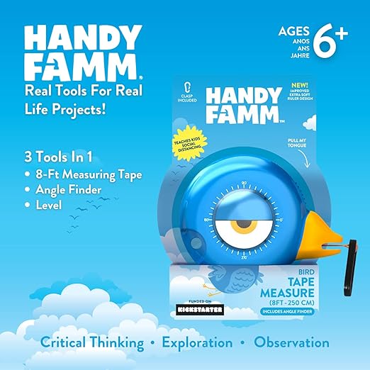 Cinta Métrica Handy Famm 8 ft Azul para Niños - Herramienta STEM miniatura 10