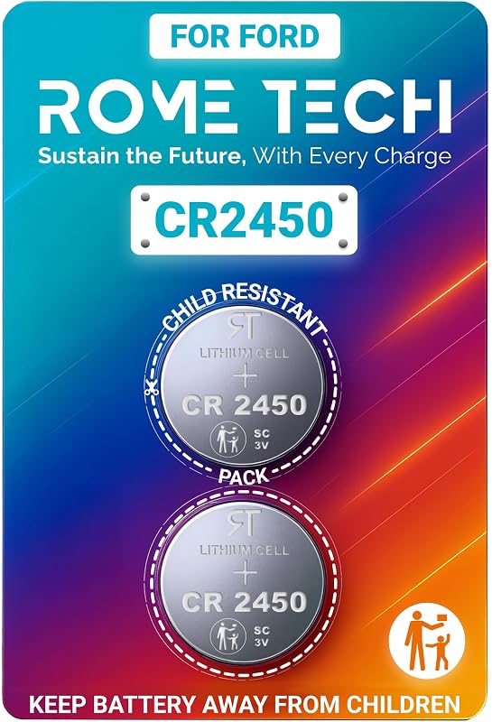 Bateria CR2450 de 3 V para chave presencial Ford e Lincoln Rome Tech – Pacote com 2