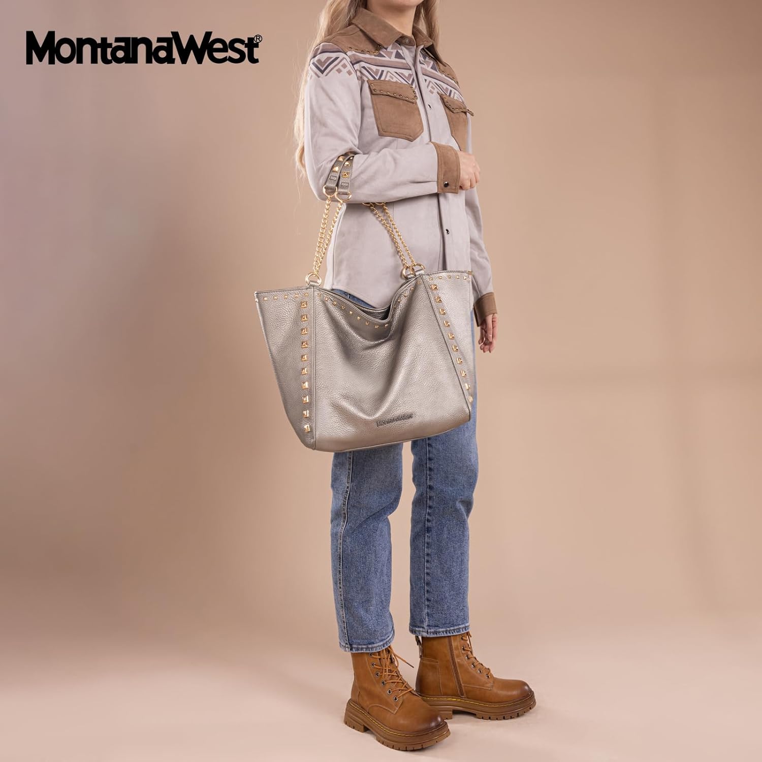 Montana West Large Tote Bag for Women Oversized Shoulder Purses with Chain Handbags