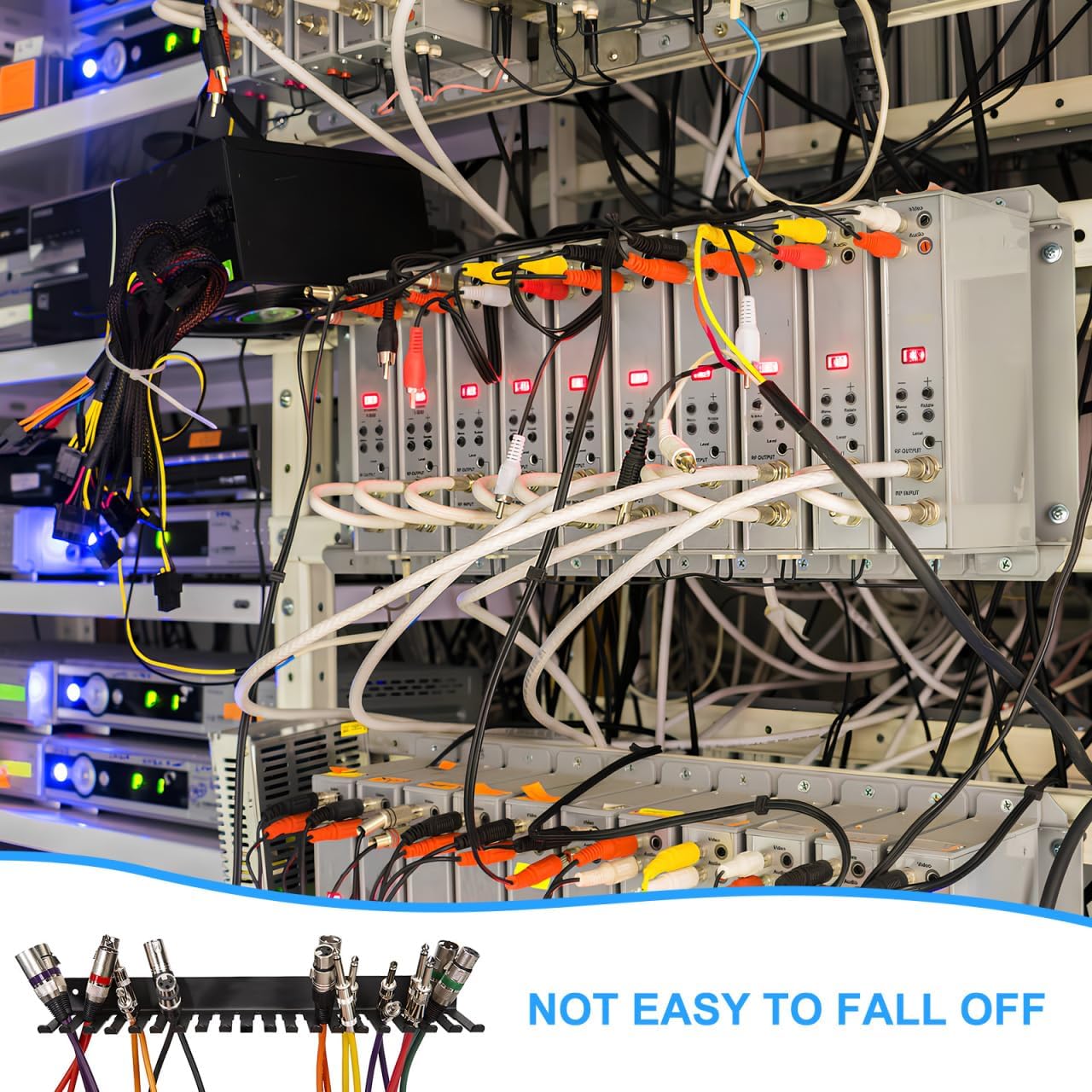 PRETYZOOM Wall Mounted Cable Management Rack 19-Slot Slot Storage Rack for Wire Storage Wall Cable Holder and Electrical Wire Bracket for Home Office Studio 15.74 X 2.75 X 0.98 in