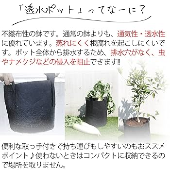 Amazon | 国華園 透水ポット40浅型 5個1組 布鉢 栽培袋 フェルト