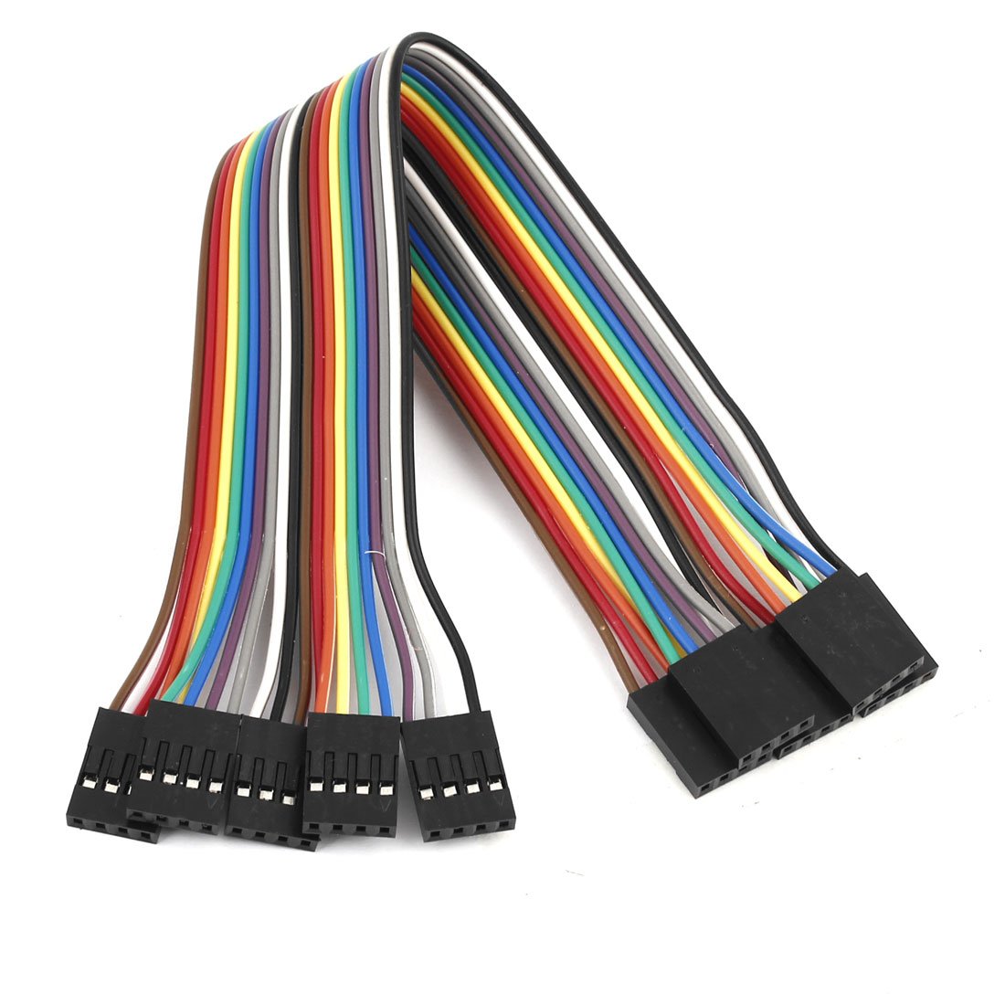 sourcing map 20cm 2.54mm 4 Pin Female to Female F/F Jumper Cable Connector 5 Pcs