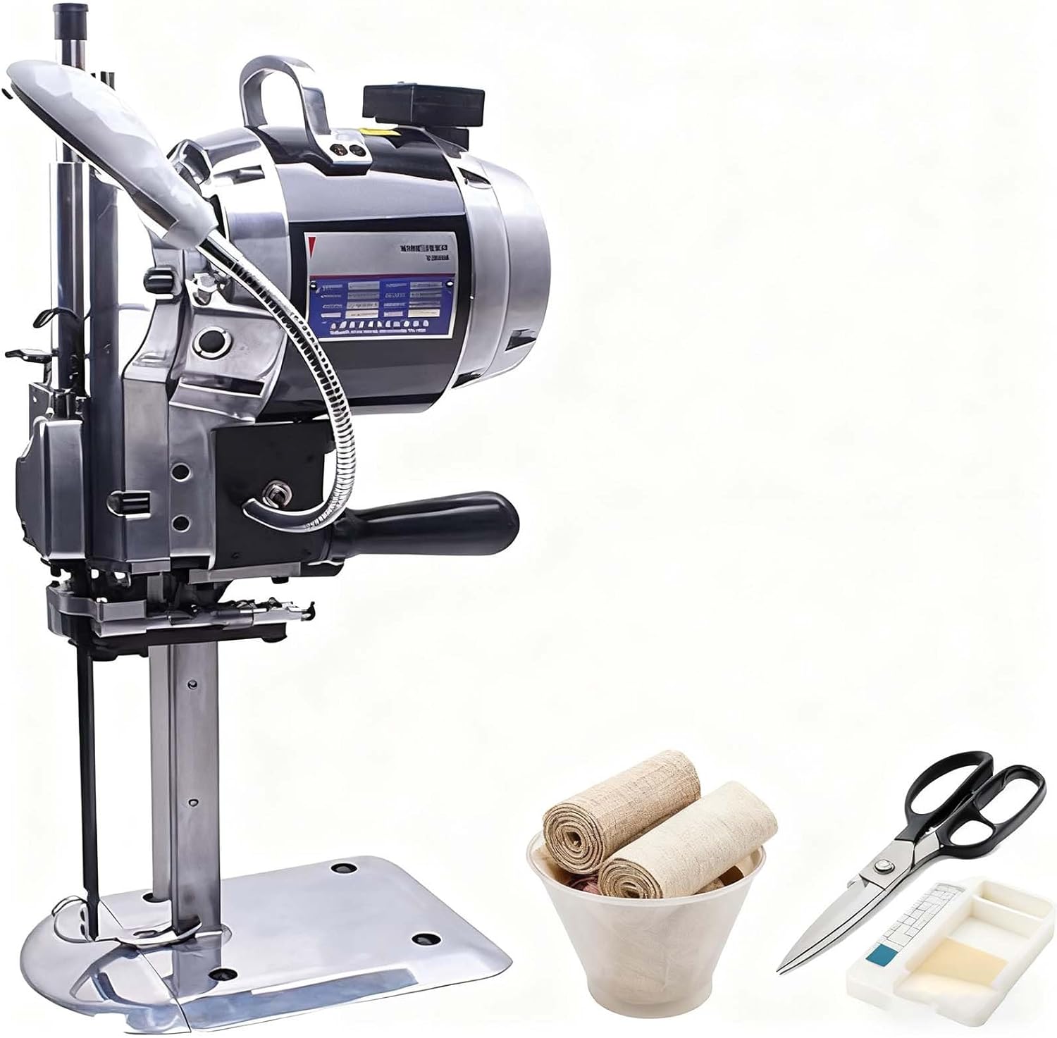 Electric Fabric Cutting Machine Industrial Straight Knife Cloth Cutter with Auto-Sharpening Vertical Multi-Purpose Cutting System for Leather, Multilayer Fabric, Carpet & Textiles(6in)