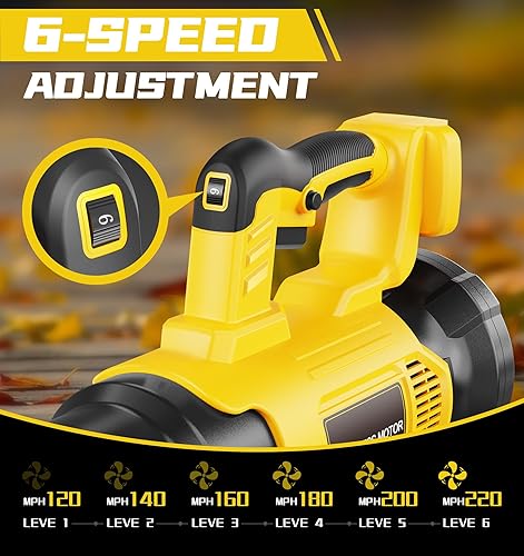 Miniatura 5 de Soplador de hojas inalámbrico compatible con Dewalt, soplador de hojas eléctrico manual de 650 CFM, con motor sin escobillas, dispositivo de