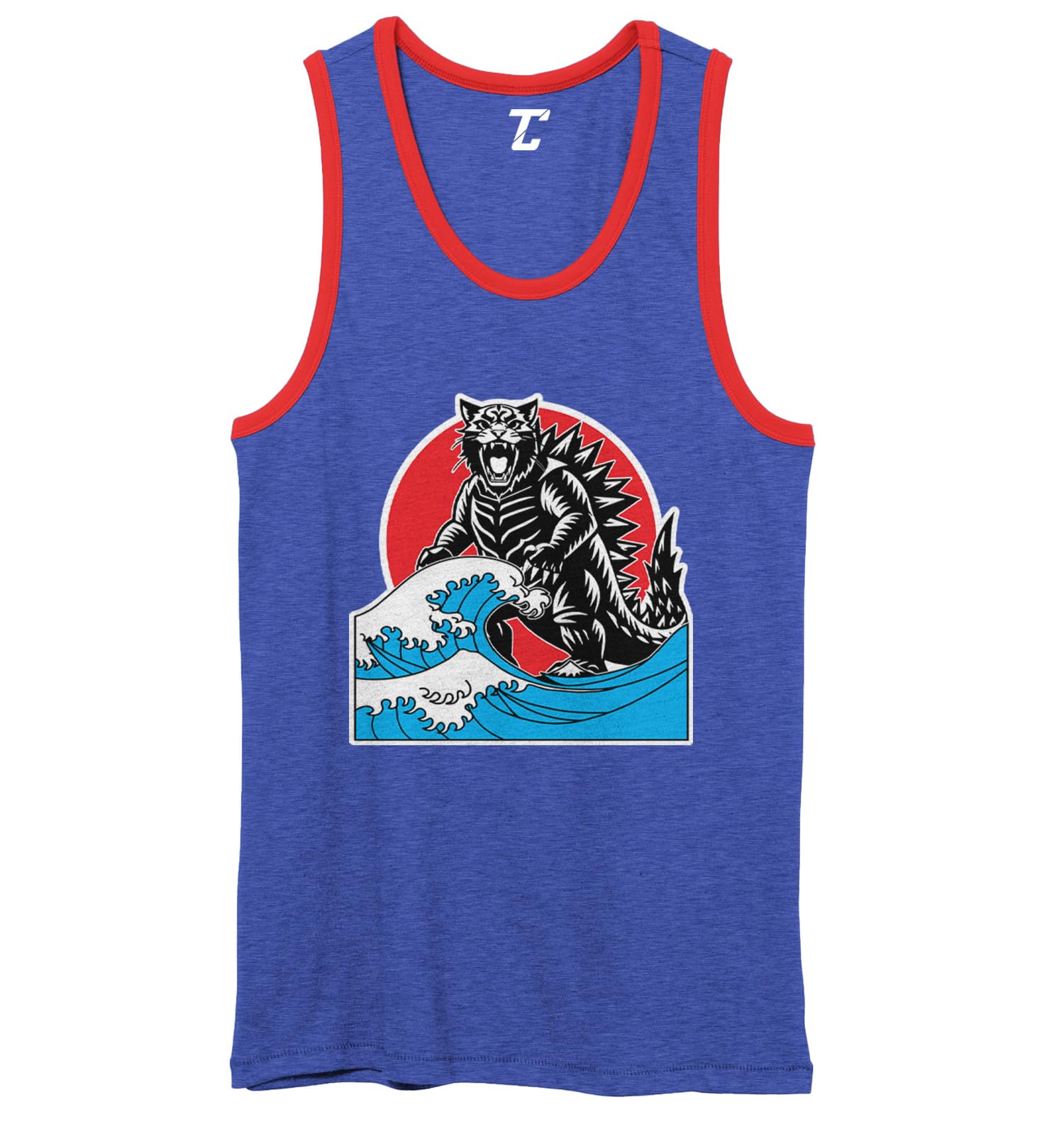 Cat Zilla Tidal Waves - Japan Japanese Unisex 2-Tone Tank Top