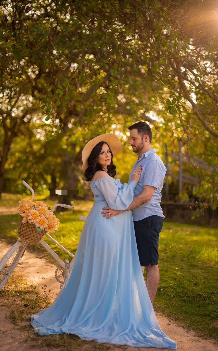 Schwangerschaftskleid Fotoshooting Umstandskleider Chiffon Off Shoulder Babybauch Kleid Maternity Gown