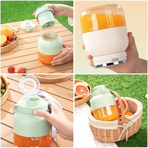 Miniatura 5 de Exprimidor eléctrico geoet 2025, exprimidor de naranjas electrico, pajilla, dos tapas, licuadora portátil para batidos, batidoras, preparación de