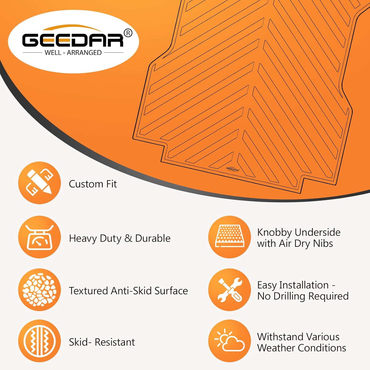GEEDAR Heavy Duty Rubber Truck Bed Mat for 2024-2026 Toyota Tacoma 6ft Long Bed, Tacoma Accessories, compatiable with Toyota Tacoma Truck Bed Mat Liner, Black