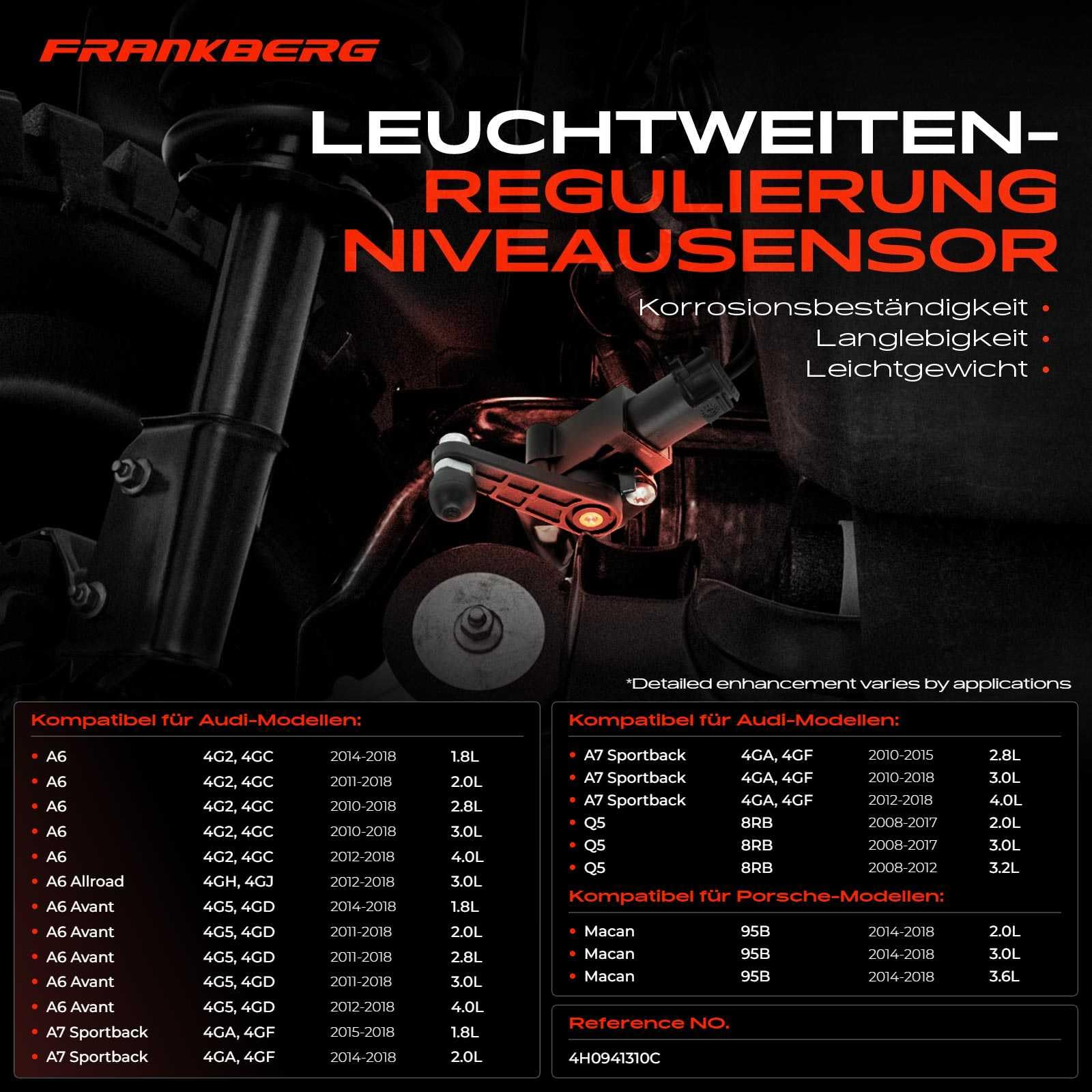 Frankberg Niveausensor mit Gestänge Luftfederung Hinten Rechts
