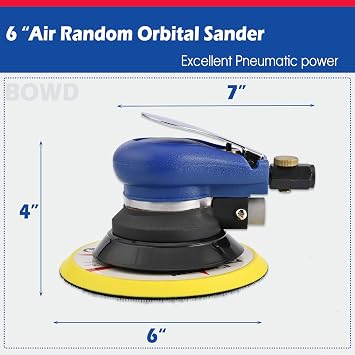 6 Inch Random Orbit Sander With 10 Pcs Sandpapers By BOWD
