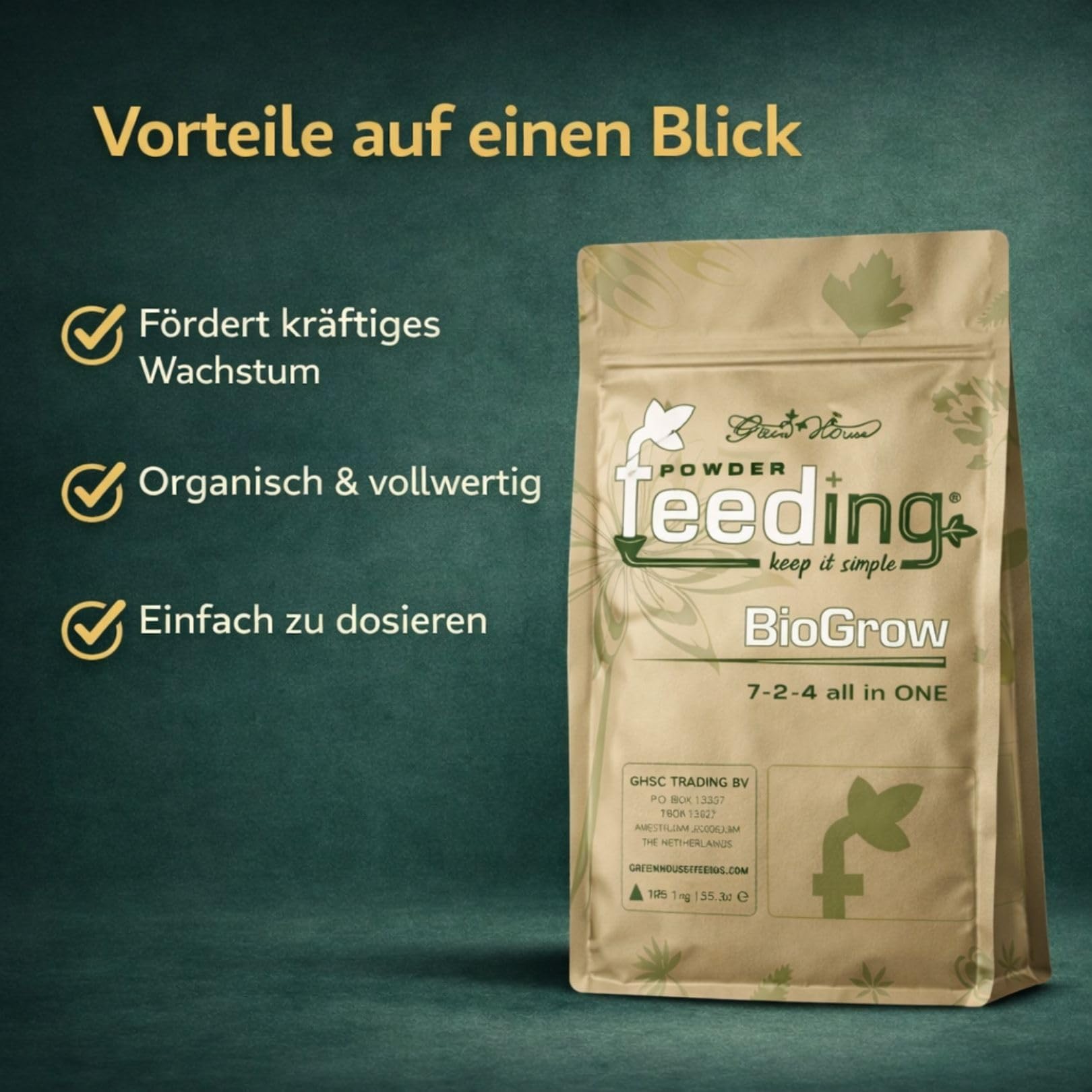 Weedness Green House Feeding Bio Grow 2,5 Kg - NPK Dünger Grow Anbau Indoor Erde Flüssigdünger Organischer Bio