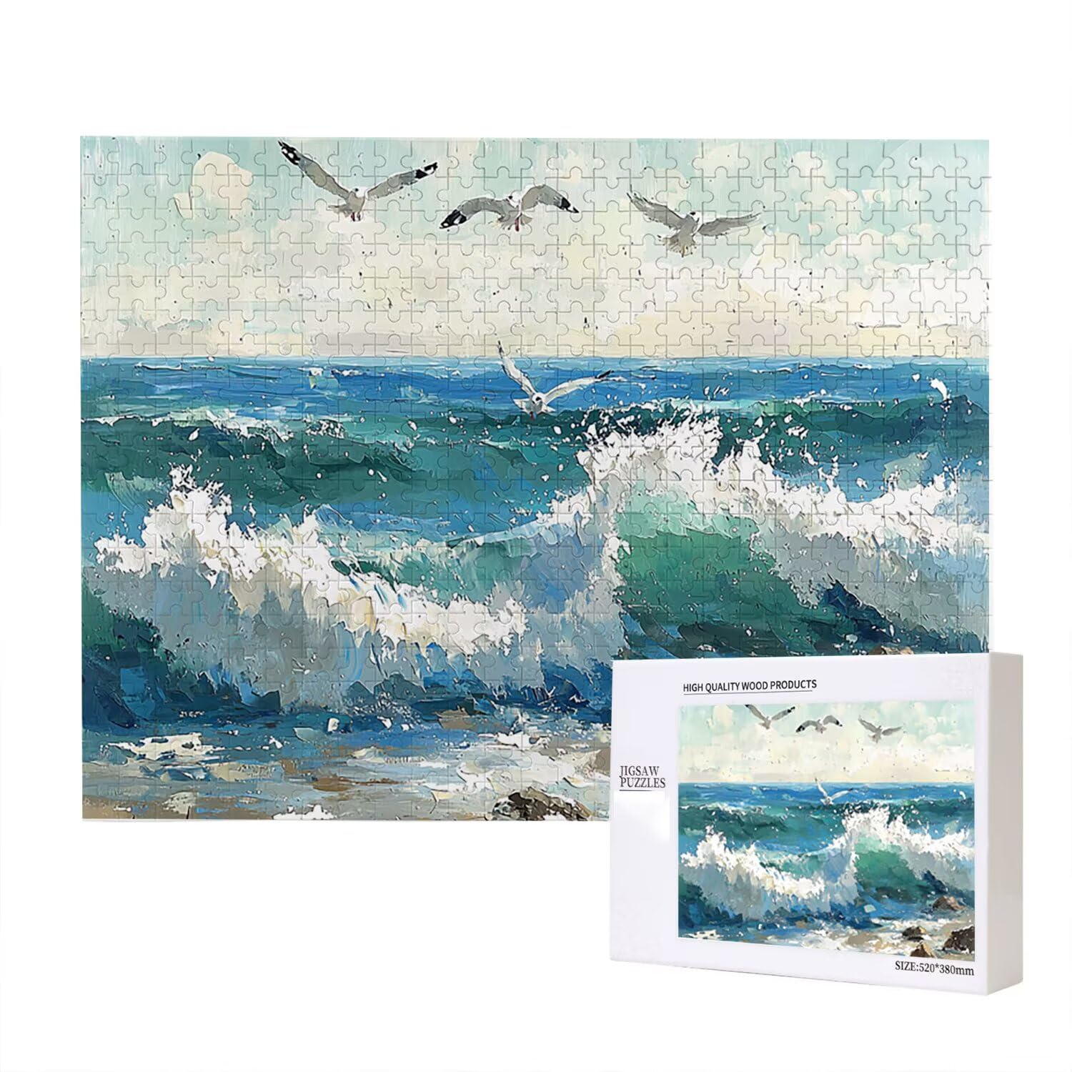Jigsaw Puzzle, 2000 Pezzi Puzzle Classici, Ondate Puzzle Rilassamento Intelligence, Mpossibile Difficile Puzzle Impegnativo per Adulti Puzzle Gioco Familiare, Regalo per Amore Amico Gabbiano fr0-916