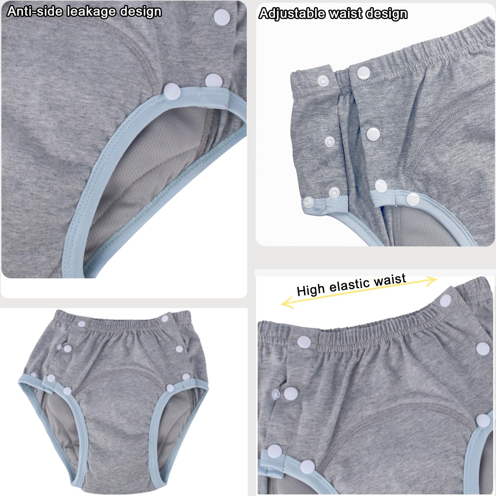 2 Stück Damen Inkontinenz Höschen Waschbar,Inkontinenz Pants für Erwachsene Wiederverwendbare Stoffwindeln für Erwachsene Höschen Inkontinenz Unterwäsche(Orange+Purple,X-Large)