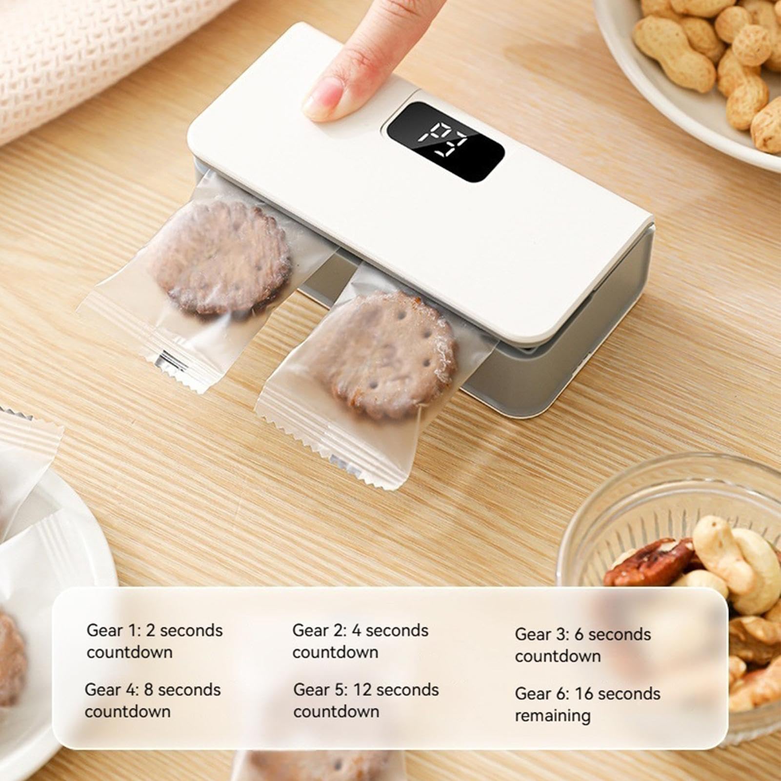 Beutelverschließgerät Mini - Magnetisches Verschließgerät mit sechs Stufen für Lebensmittel,Chipstüten-Verschließgerät - für Küche, Snacks, Sandwiches, Kühlschrank, Reise & Zuhause