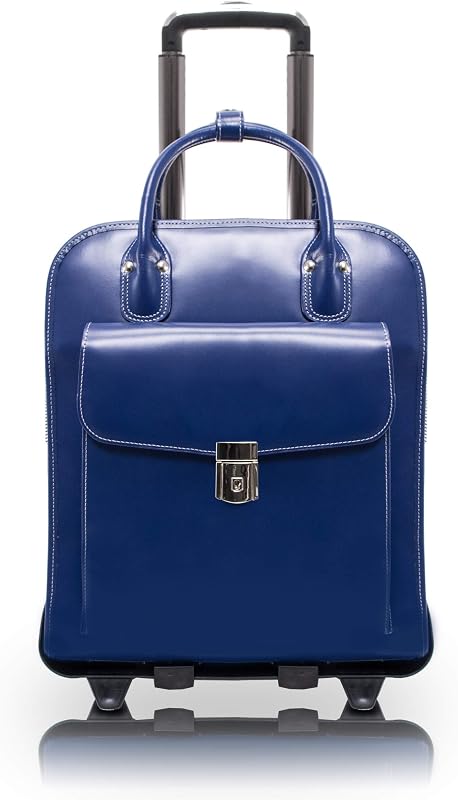 McKlein LA GRANGE, Top Grain Cowhide Leather, 15" Leather Detachable -Wheeled Ladies' Laptop/Computer & Tablet Business Briefcase Bag/Women's Rolling Overnight Travel Bag, Removable trolley case