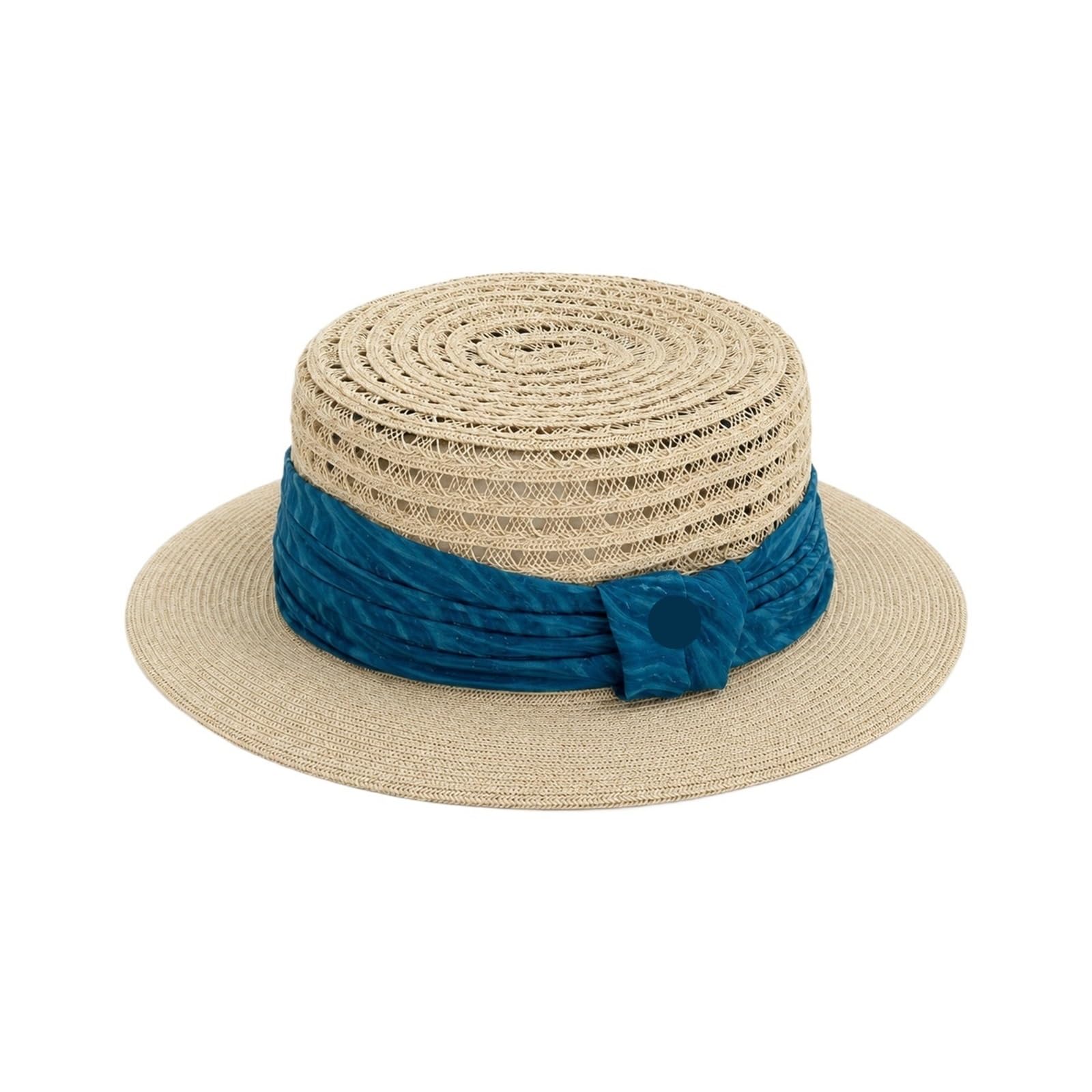 Générique Chapeau de soleil en paille tissé for femmes, casquette à visière plage dessus plat