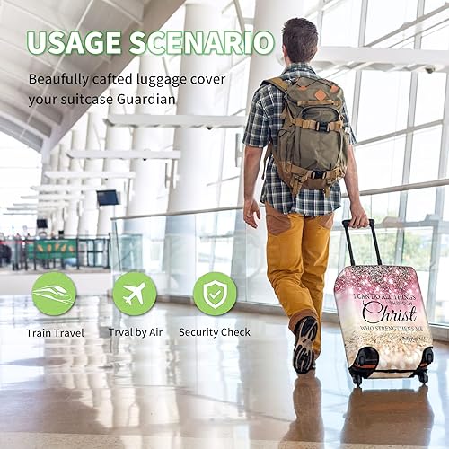 Miniatura 3 de Fundas de equipaje para maleta, aprobadas por la TSA, protector elástico lavable para maleta, funda protectora de maleta con texto en inglés "I can