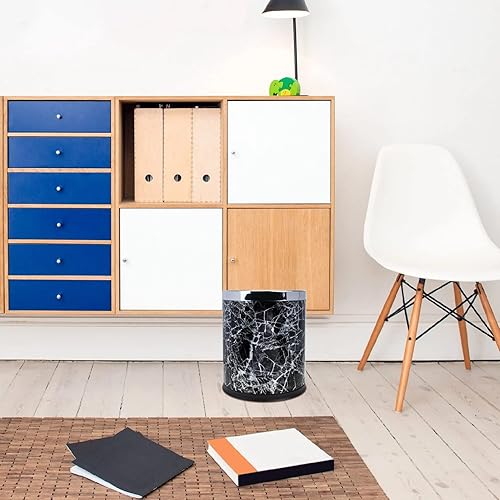 Miniatura 9 de Bote de basura con patrón de mármol estilo europeo para baño, cocina, dormitorio, soporte de basura, fuerte capacidad de carga para espacios y uso