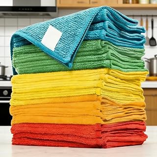20Pack Microfiber Cleaning Cloths Lint-Free Absorbent Multipurpose Towels for Kitchen Glass Car Home Cleaning Polishing, Multicolor