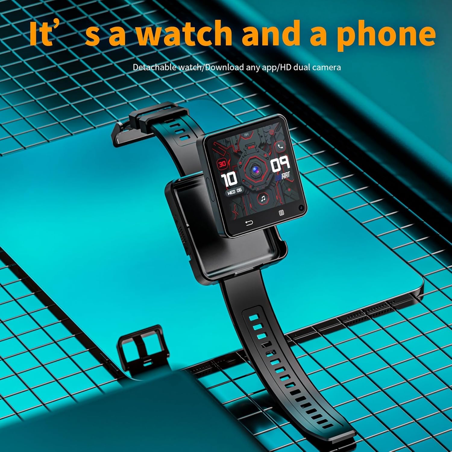 4G Smart Watch with Nano SIM Card Slot, 2.64 inch Touchscreen, 4GB + 64GB Storage, Independent Phone Call, WiFi BT Smartwatch, Step Counter