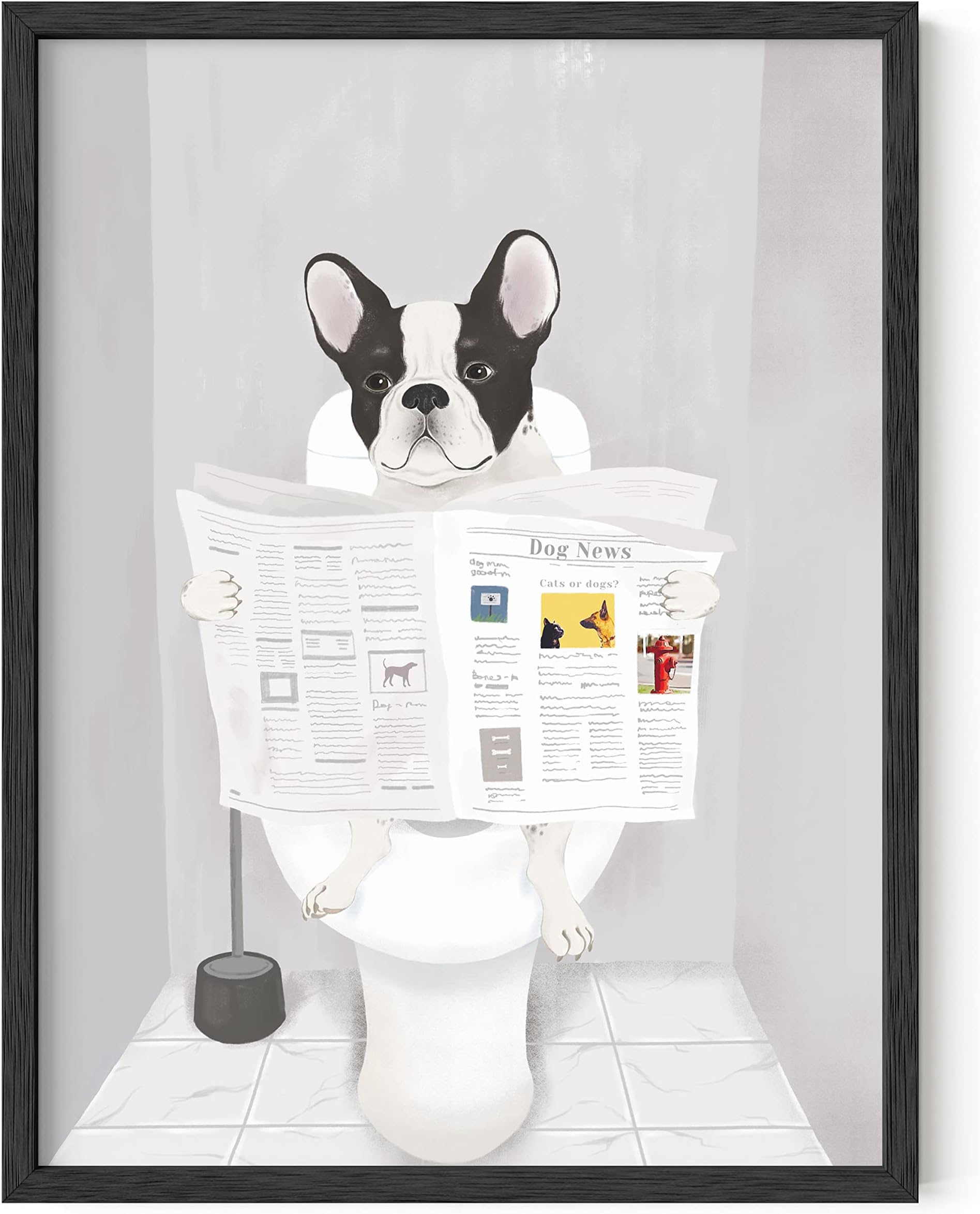Funny Dog Bathroom Decor - Funny Bathroom Decor Wall Art, Dog Bathroom Wall Art and Animal Poster, Dog Bathroom Signs and Funny Bathroom Art UNFRAMED (12x16)