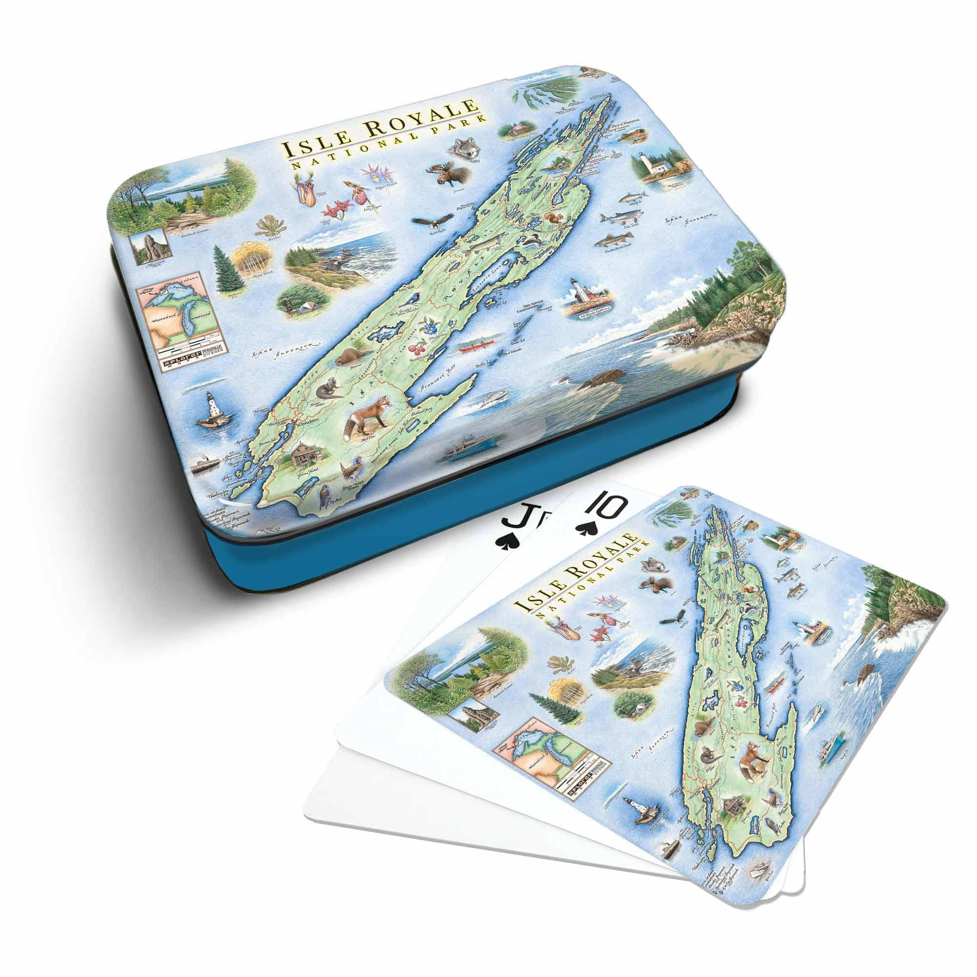 Xplorer Maps Isle Royale National Park Map Standard 52-Deck Playing Cards - Official Vegas Poker Size