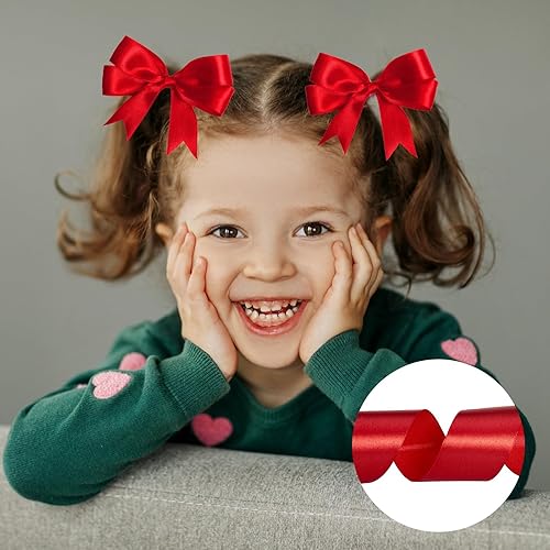 Miniatura 7 de 2 rollos de cintas de satén rosas de 25 yardas y 1-12 pulgadas de ancho, cinta de tela de color sólido para manualidades, lazos, bodas, envoltura de