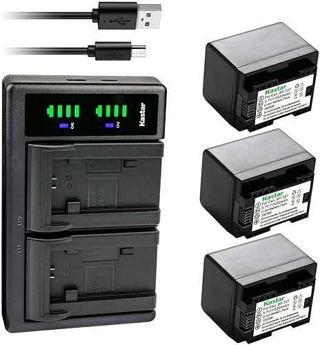 Miniatura 7 de Kastar Paquete de 2 baterías y cargador USB LTD2 de repuesto para Canon VIXIA HF R600 HFR600, VIXIA HF R700 HFR700, VIXIA HF R800 HFR800, LEGRIA HF