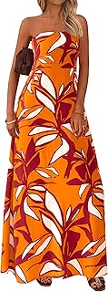 MASCOMODA Summer Boho Floral Maxi Dresses for Women 2025 Strapless Tube ...