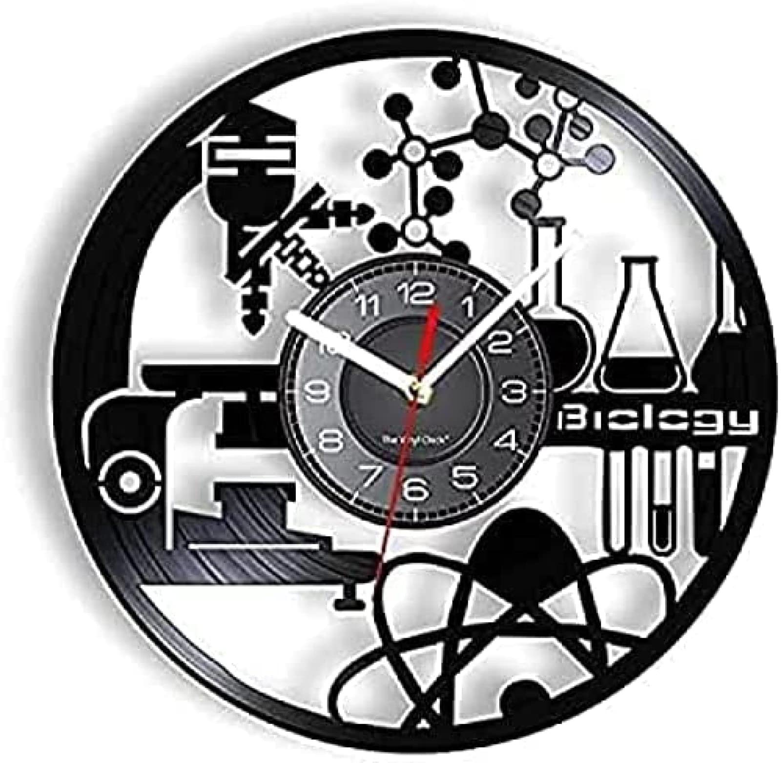 Horloge murale ronde chimie et équipement expérimental montre en vinyle