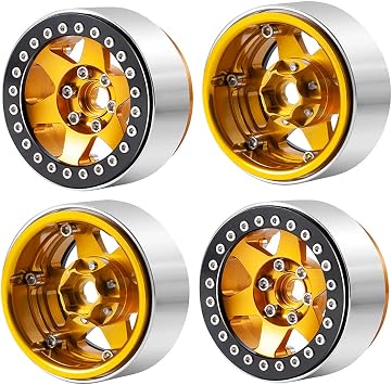 Benedict Harry 4PCS 2.2" Aluminum Beadlock Wheel Rim for 1/10 RC Axial Wraith RR10 YETI SCX10 D90 TRX4 CC01 Orange