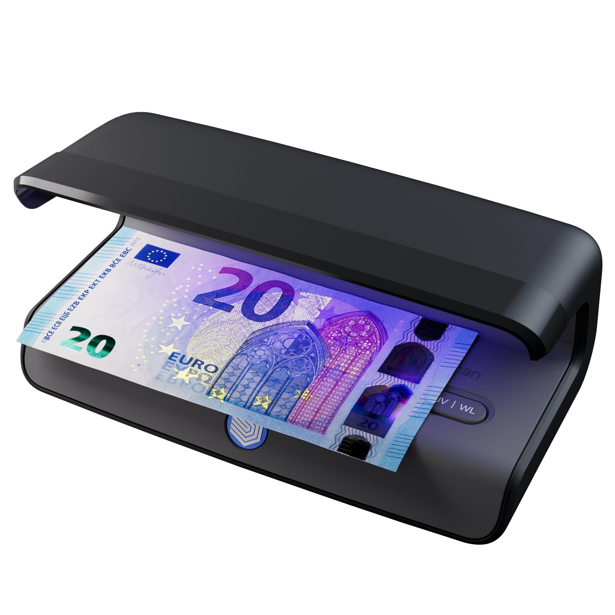 Safescan 75 LED Detector de billetes falsos con luz UV y blanca -El detector de dinero también verifica tarjetas de crédito y DNI -Detector billetes falsos con triple detección-Detector de billetes UV