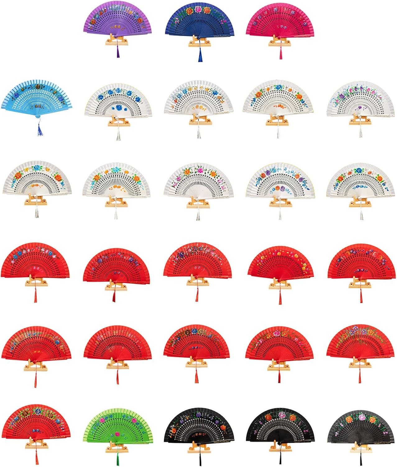 Spanish Double Sided Painted Folding Fan Wedding Birthday Holiday Festival Traditional Fan