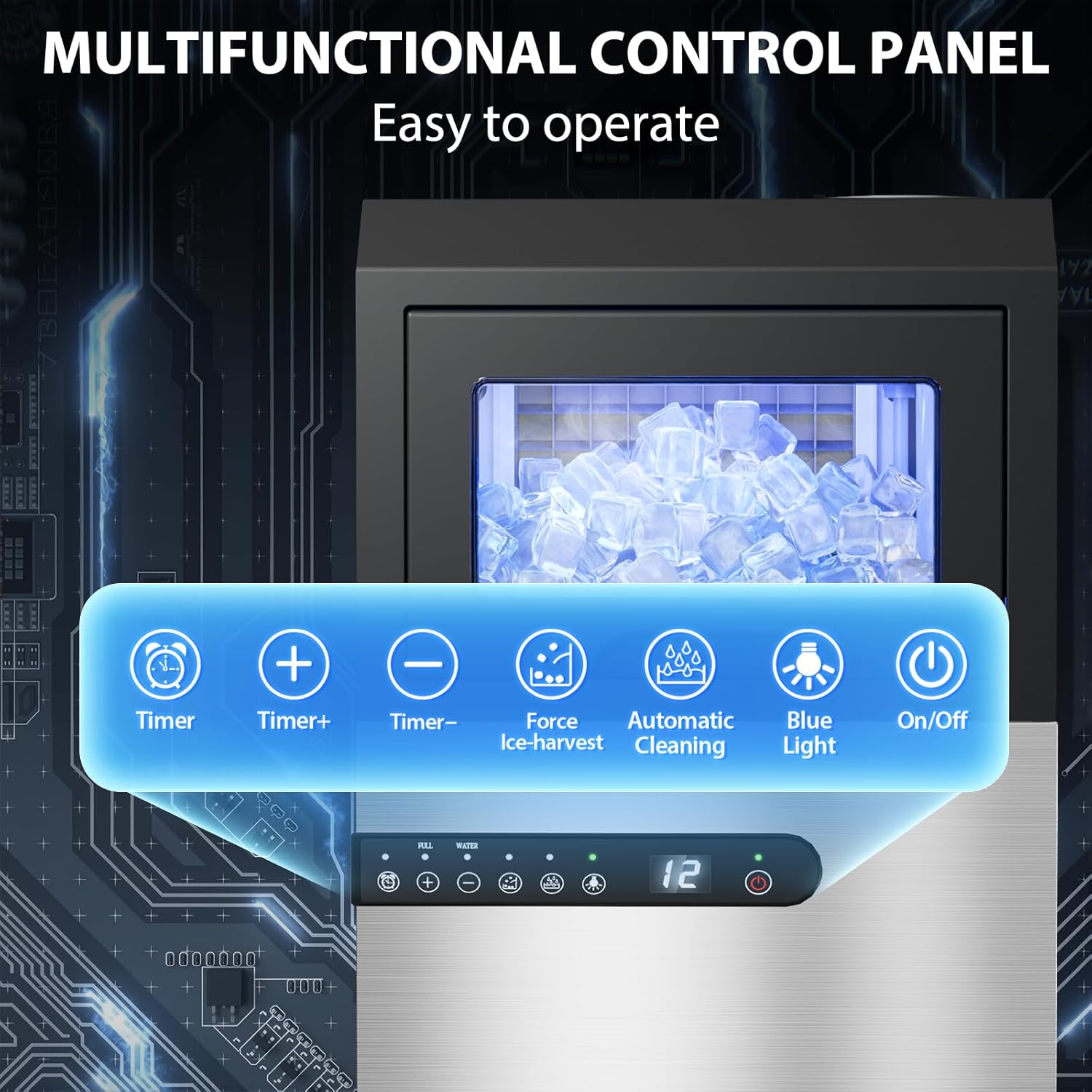 Commercial Ice Maker 120 Lbs/24H, Large Ice Making Machine with 33 Lbs Storage bin, Freestanding 11-20 Min and 45 Cubes/Cycle Industrial Ice Maker for Bar, Home, Restaurant, Coffee Shop