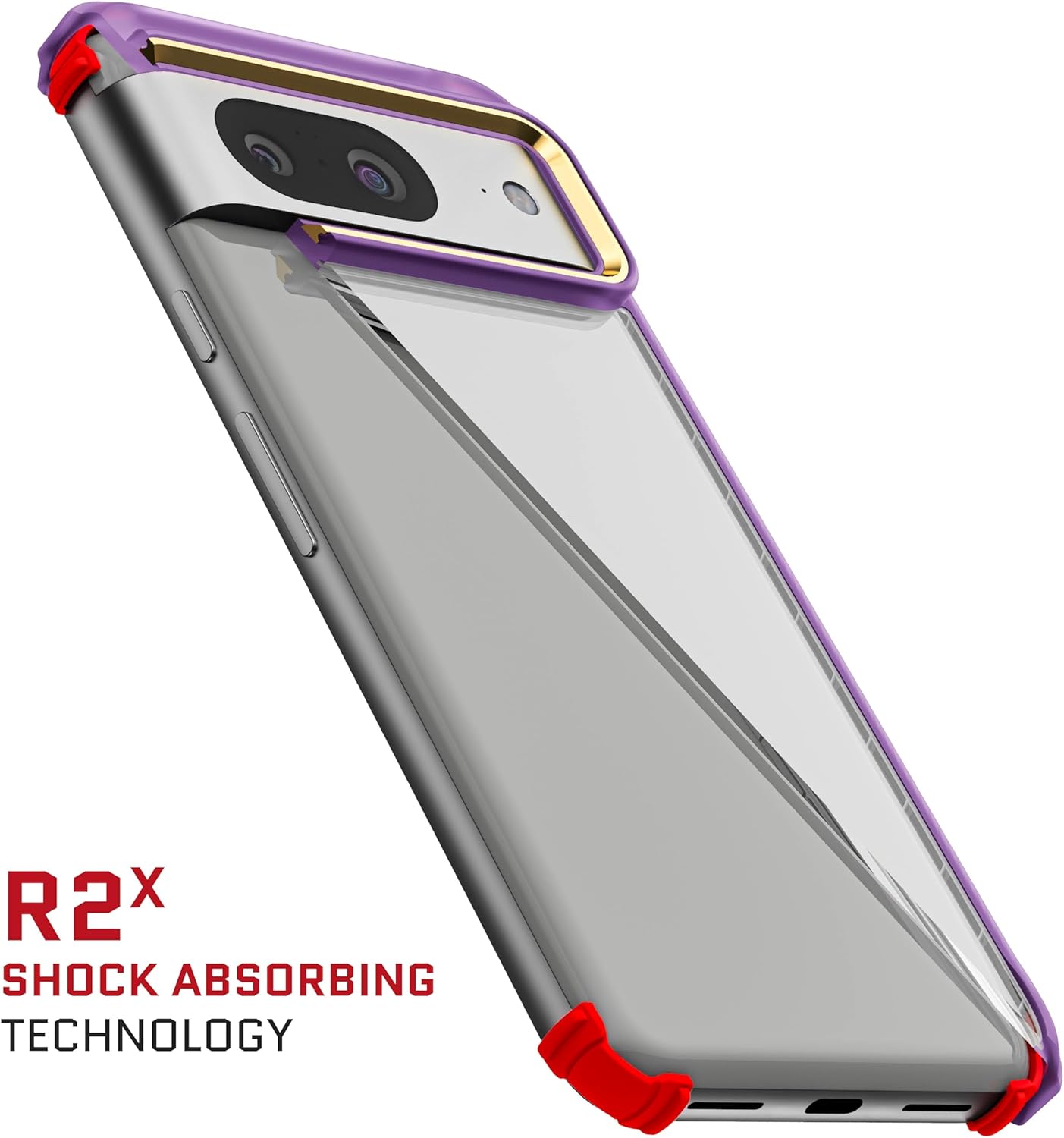 Ghostek Covert Pixel 8 Case Clear - Compatible with Wireless Charging, Shockproof Drop Protection, Transparent Phone Cover (6.2 Inch, Purple)