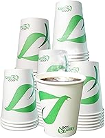 Vista 1 de Vasos de papel compostables de 12 onzas, tazas de café de papel blanco biodegradables desechables con forro de ácido poliláctico (PLA), tazas